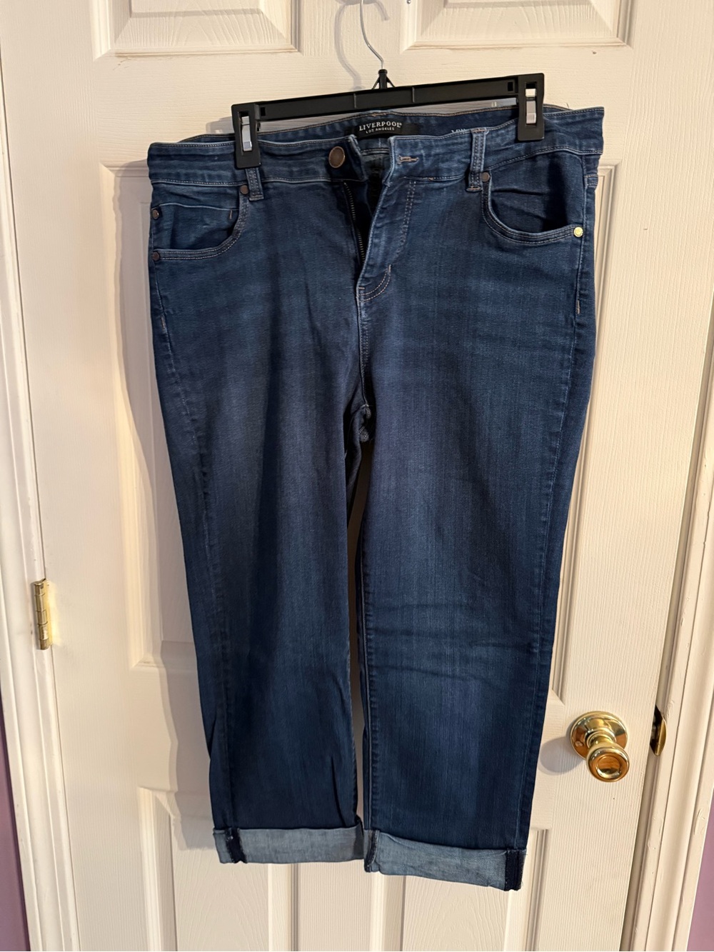 Liverpool Women's Dark Wash Boyfriend Jeans - capris (pair 1)